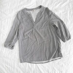 Blouse Womens Size Small Black and White V Neck 3/4 Sleeve